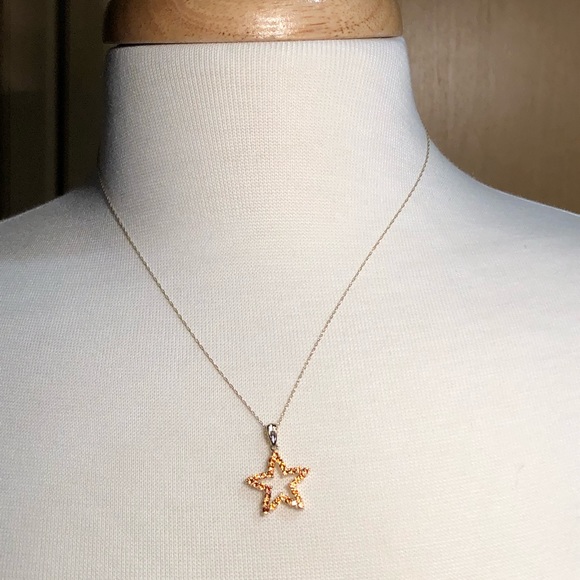 18 inch 10K gold/orange gemstone necklace. - Picture 1 of 4